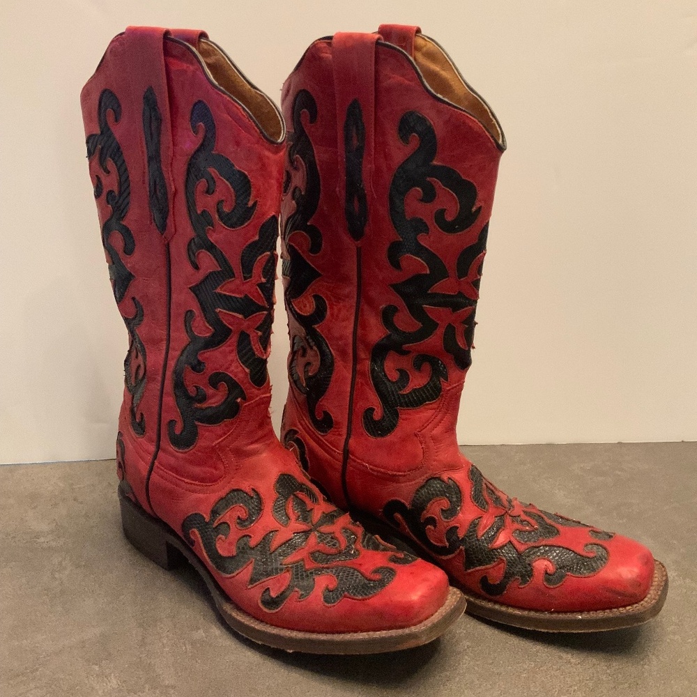 Tanner Mark Ladies Red Cowboy Boots Vintage